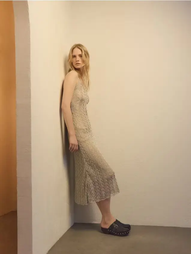 Abito maxi con filo metallico - multicolore