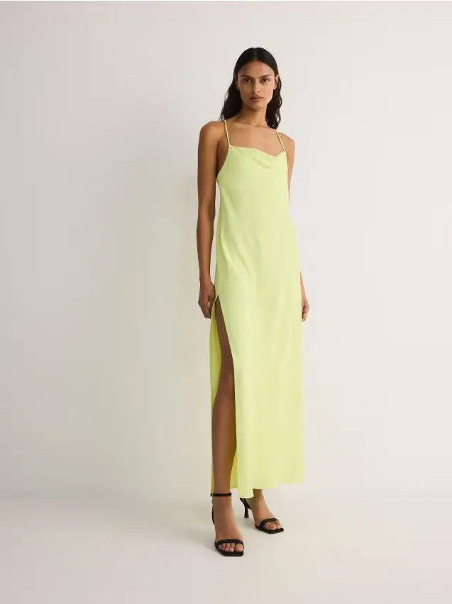 Abito maxi con spalline - verde lime