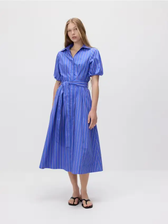 Abito midi con allacciatura - indaco