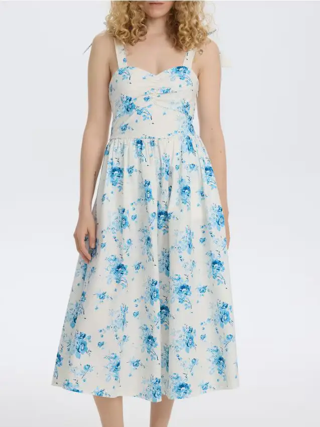 Abito midi con allacciatura - multicolore