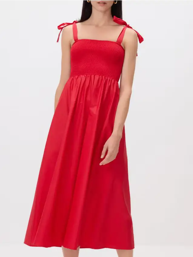 Abito midi con lacci - rosso