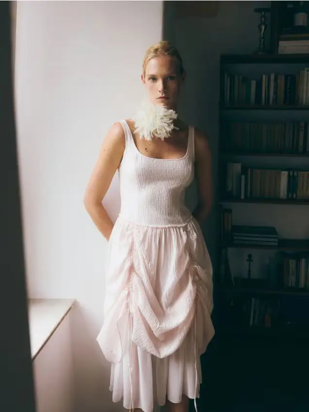 Abito midi con lyocell - rosa pastello