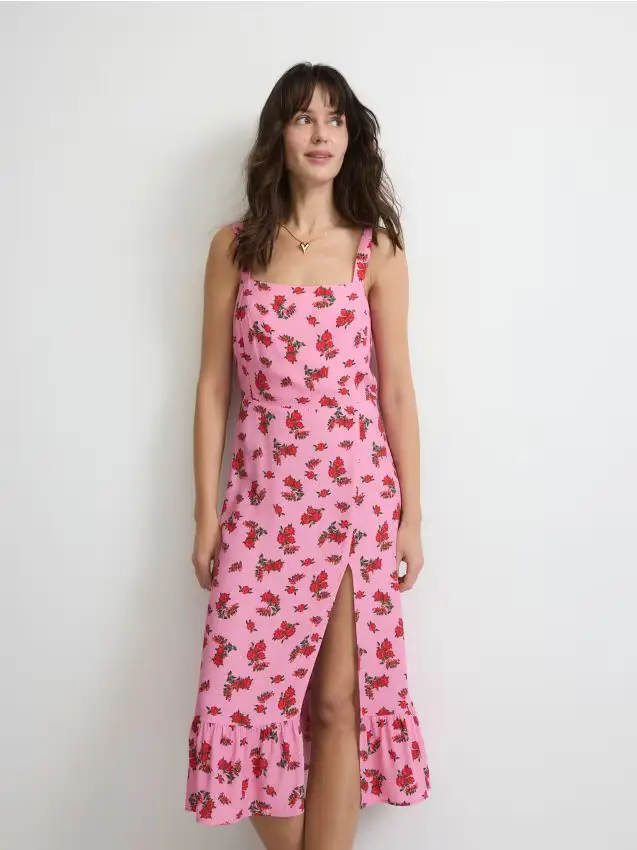 Abito midi con spalline - multicolore