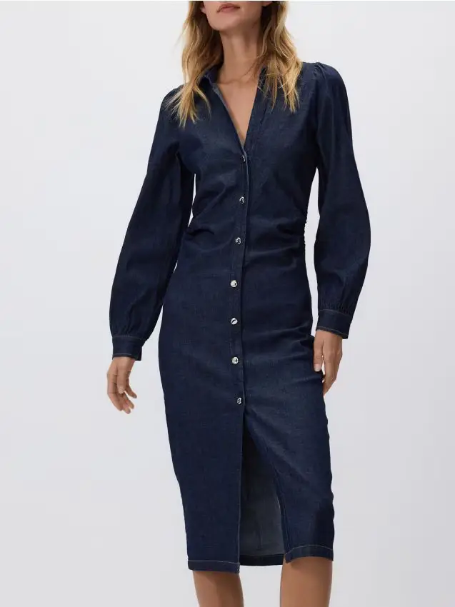 Abito midi in jeans - blu scuro