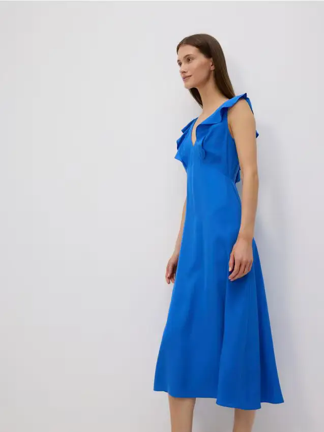 Abito midi in lyocell - blu
