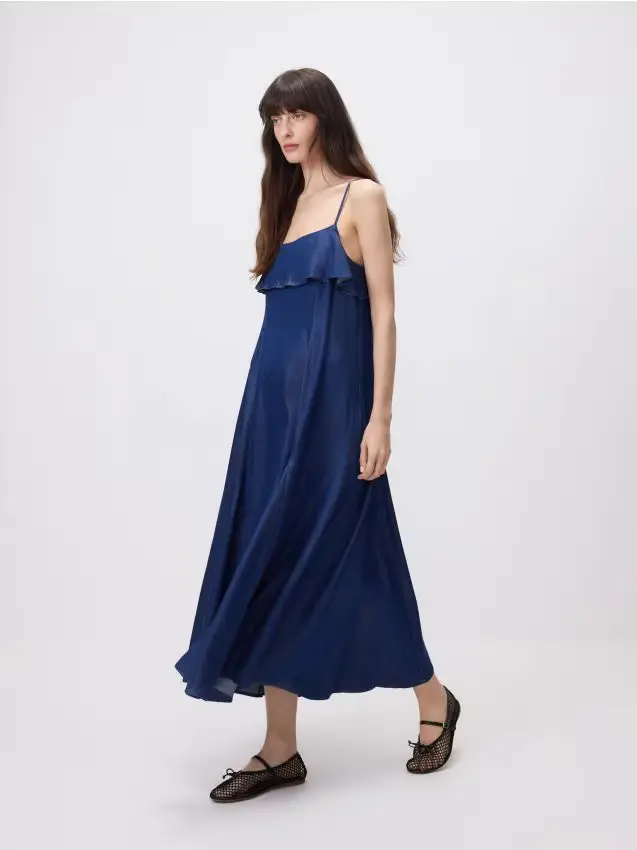 Abito midi in lyocell - blu scuro