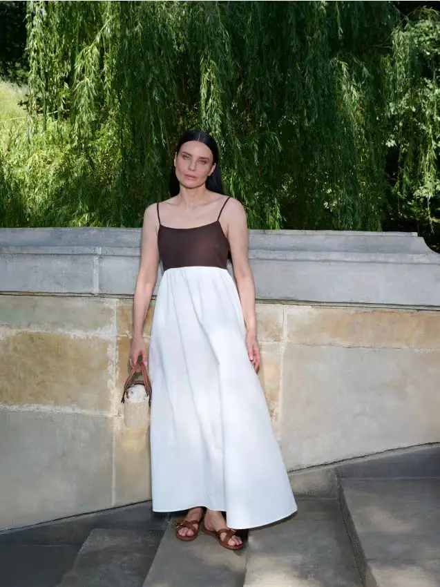 Abito midi in misto lino - panna