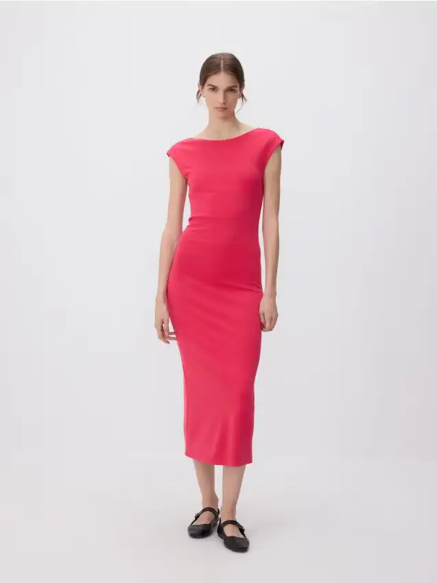 Abito midi in modal - fucsia