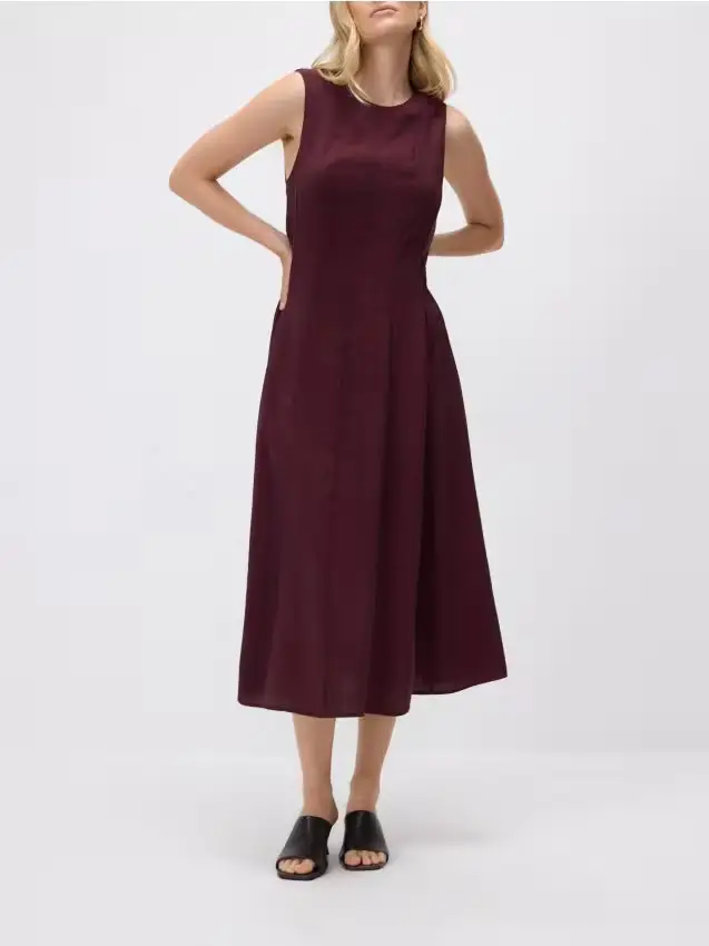 Abito midi in modal - maroon