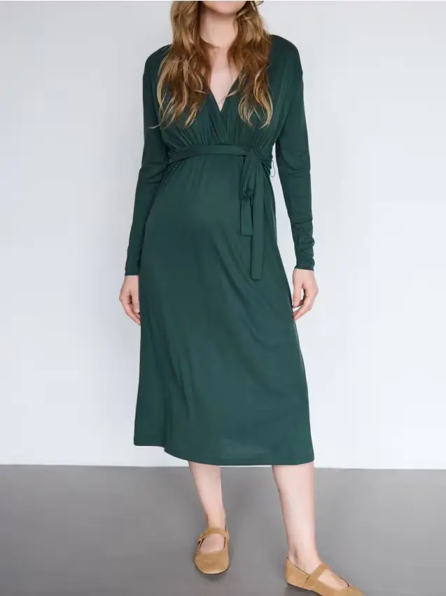 Abito midi in modal - verde petrolio