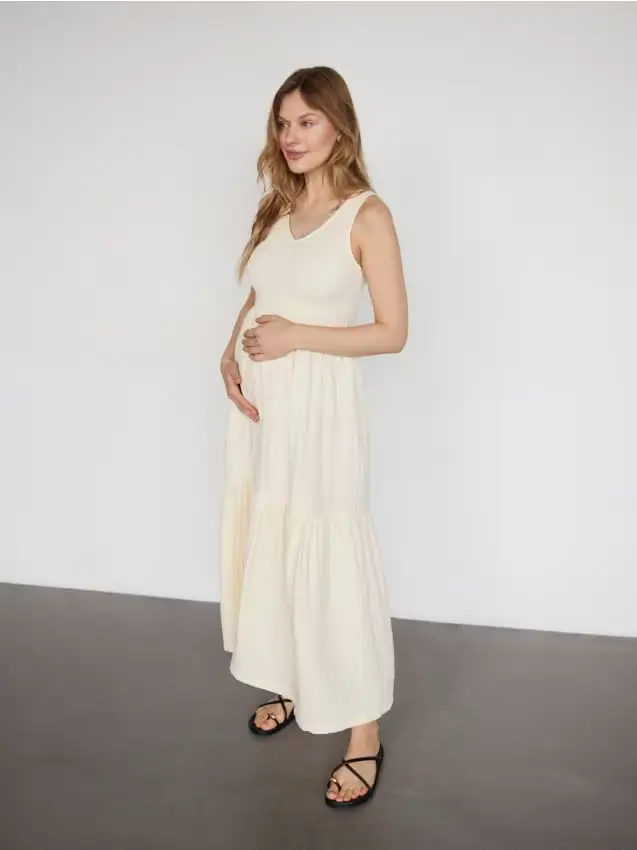 Abito midi in mussola - nude