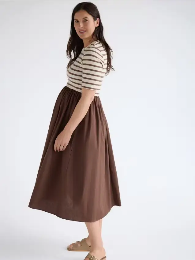 Abito midi - marrone dorato