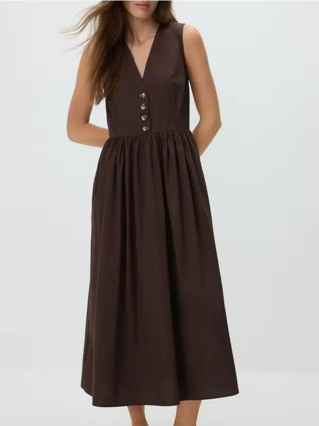 Abito midi - marrone scuro