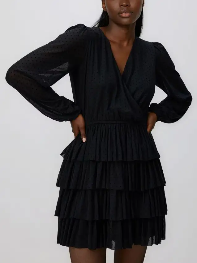 Abito mini a pois - nero
