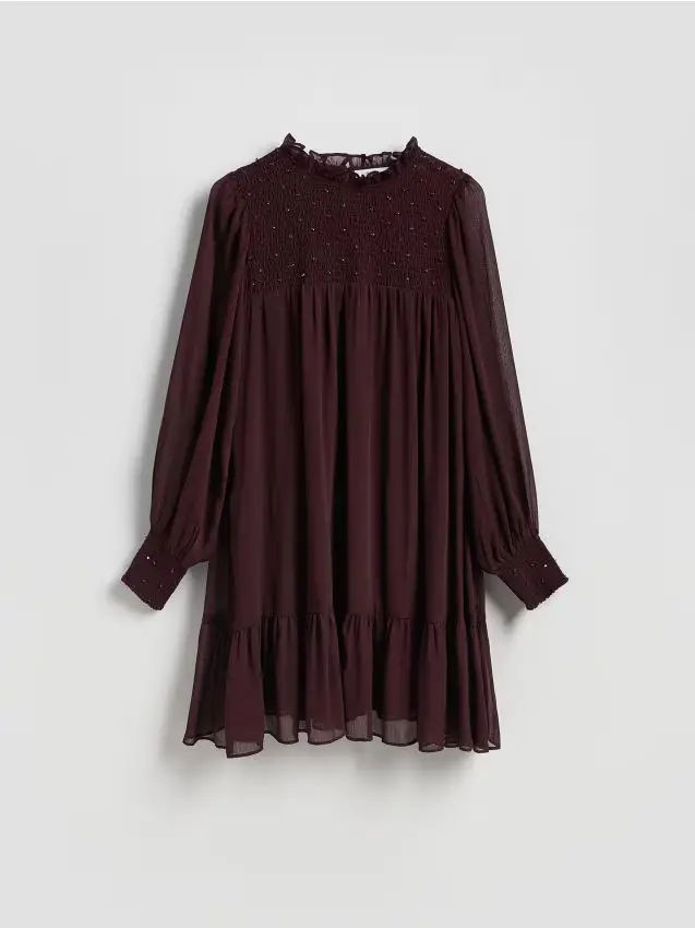 Abito mini con applicazioni - maroon