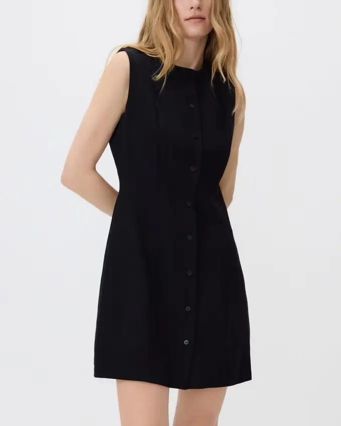 Abito mini con lino - nero