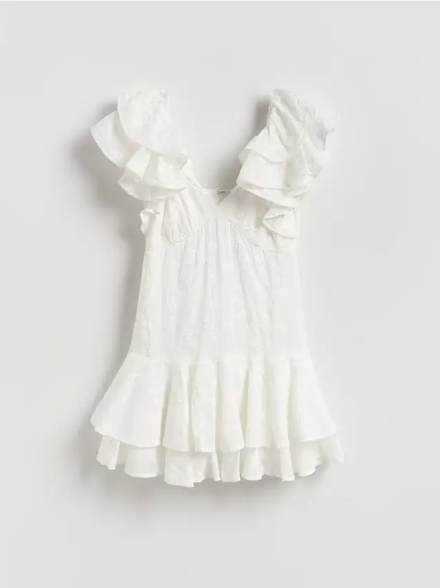 Abito mini ricamato - panna