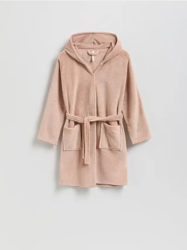 Accappatoio con cappuccio orsetto - caffè