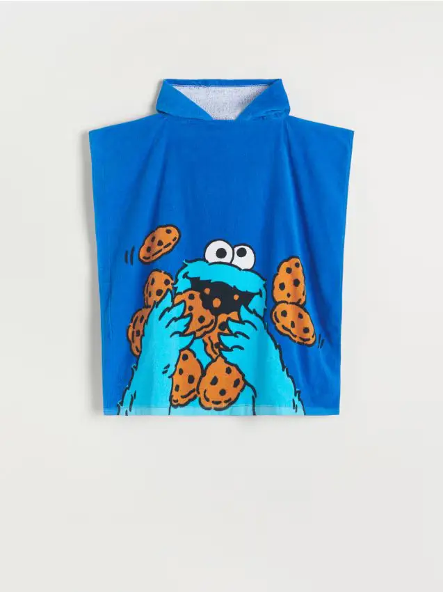 Asciugamano da bagno con cappuccio Cookie Monster - blu