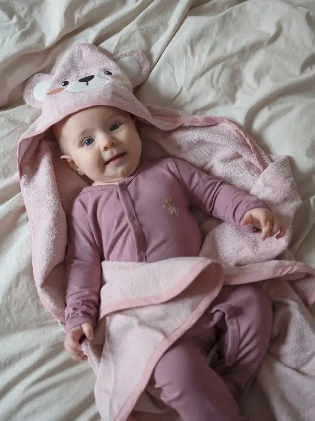 Asciugamano in cotone con cappuccio - rosa cipria