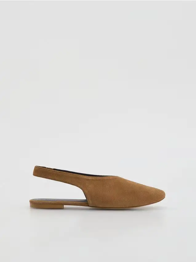 Ballerine in camoscio con tallone aperto - beige