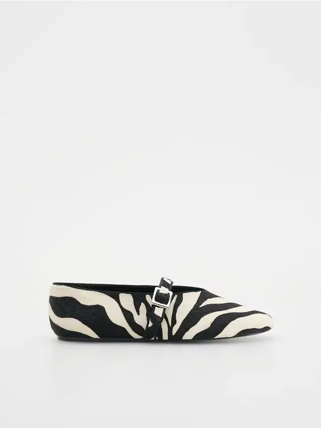 Ballerine in pelle con stampa animalier - multicolore