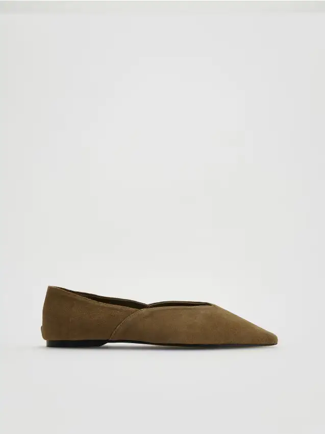 Ballerine in pelle scamosciata - beige