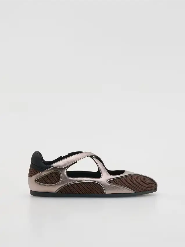 Ballerine sportive con rete - marrone scuro