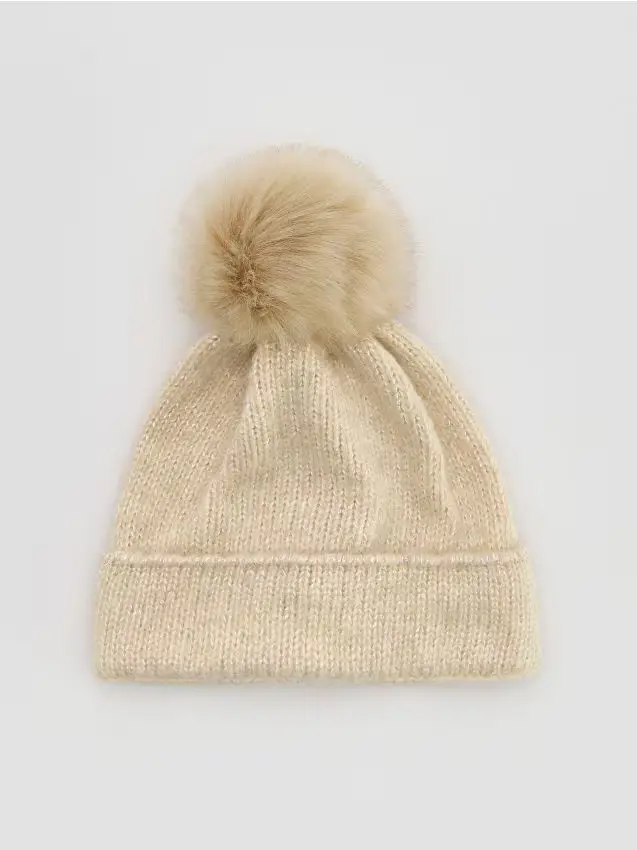 Beanie con pompon - grano