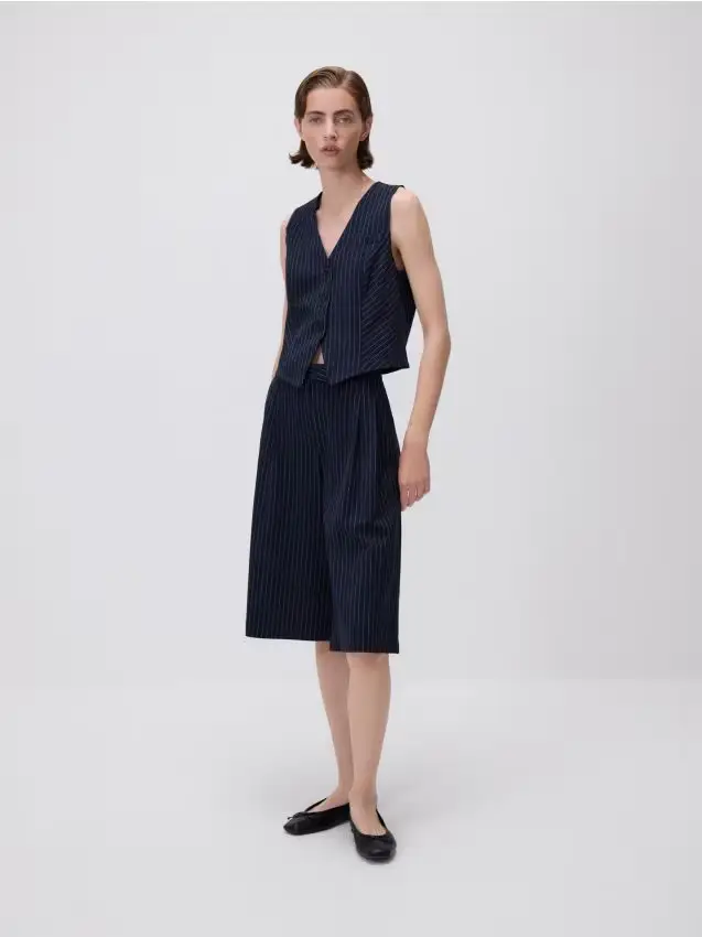 Bermuda a righe - blu scuro