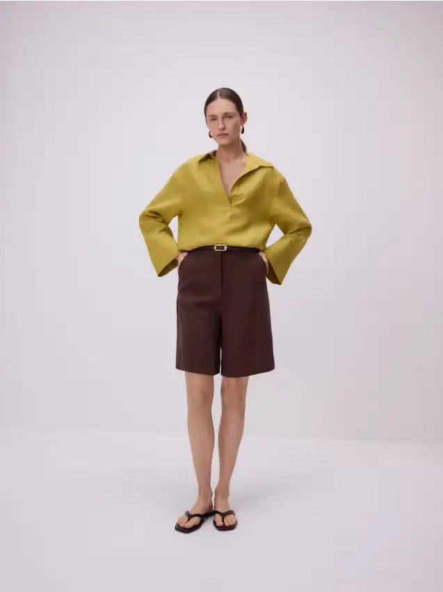 Bermuda con cintura - marrone scuro