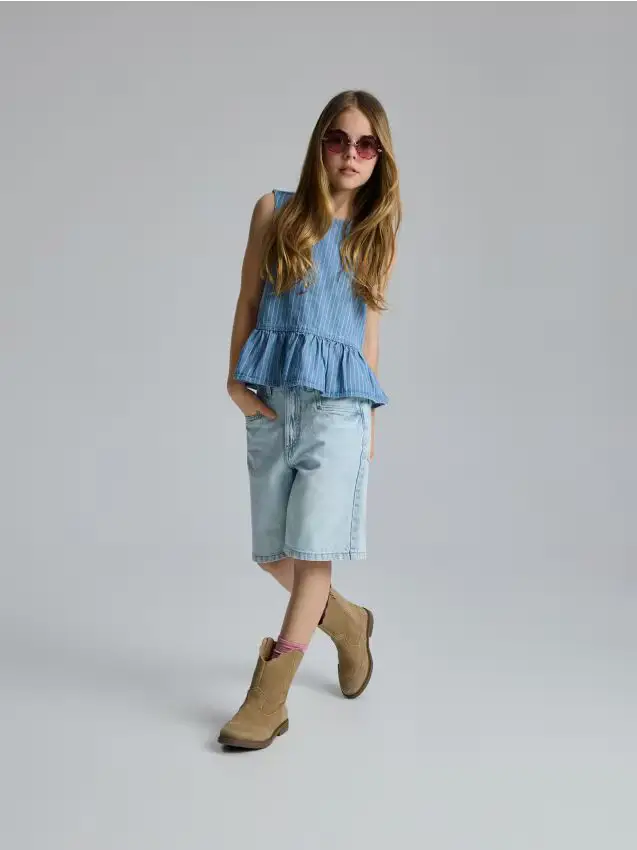 Bermuda in denim - blu