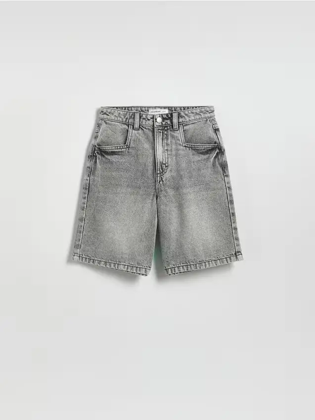 Bermuda in denim - grigio chiaro