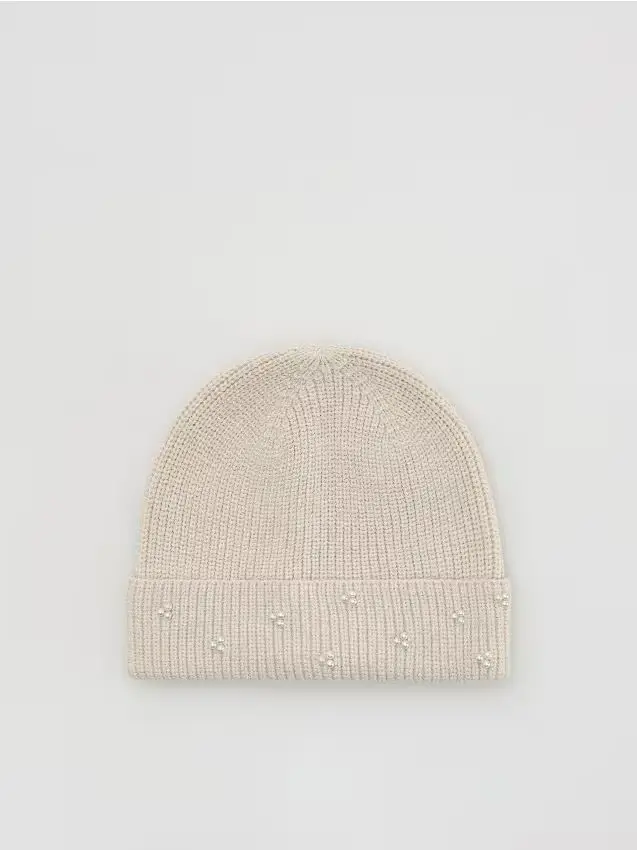 Berretto con applicazione - panna