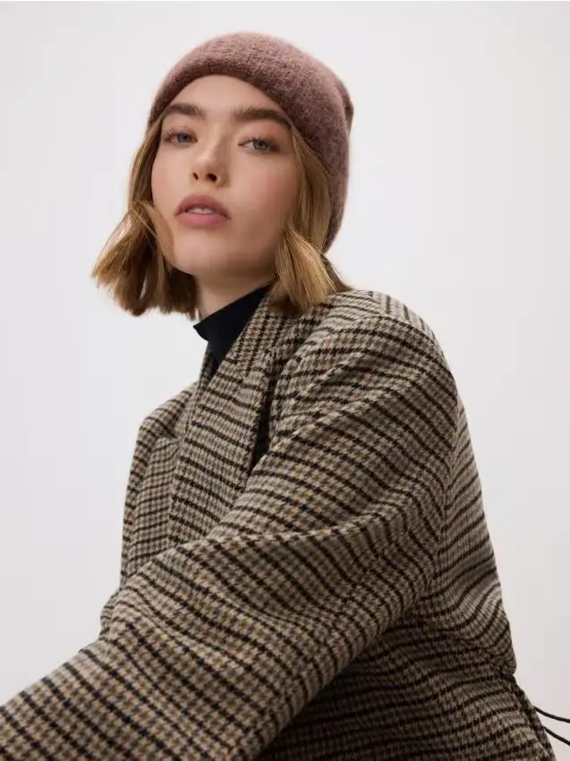 Berretto con lana e mohair - caffè