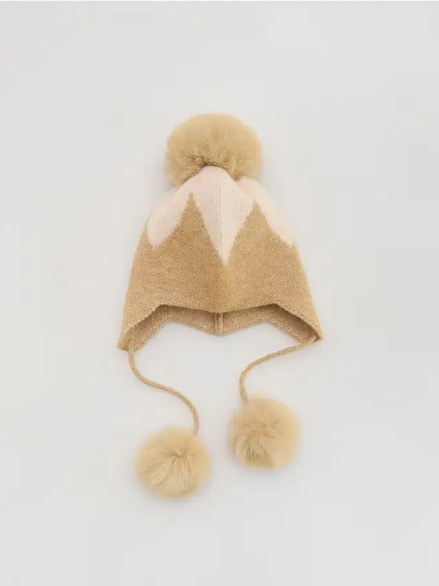Berretto con pompon - beige