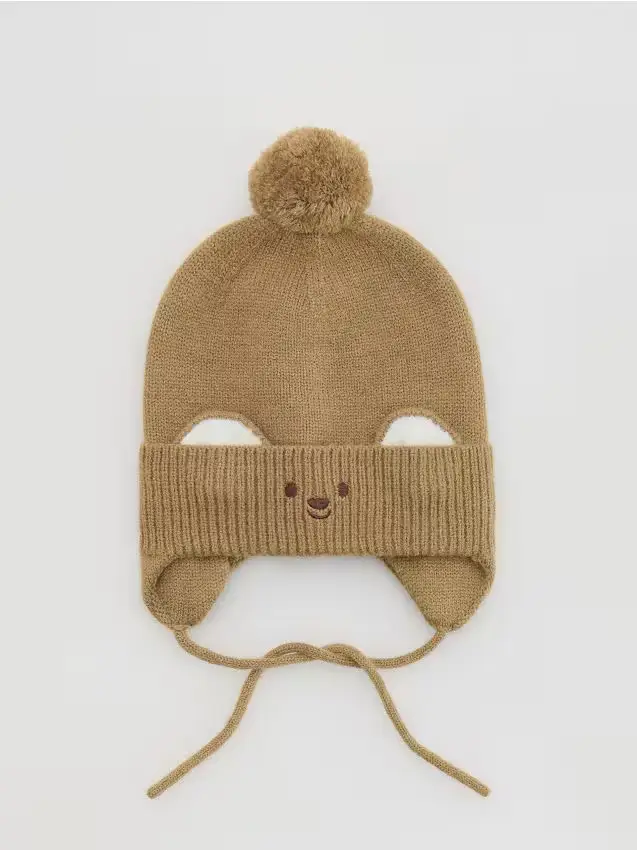 Berretto con pompon - beige