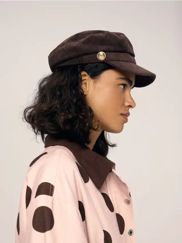 Berretto di velluto a coste - caffè