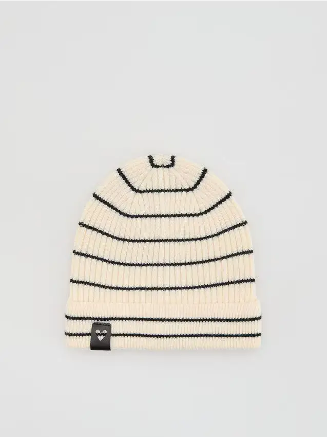 Berretto in jersey a righe - panna