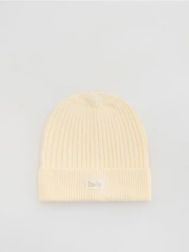 Berretto in maglia in misto viscosa - panna