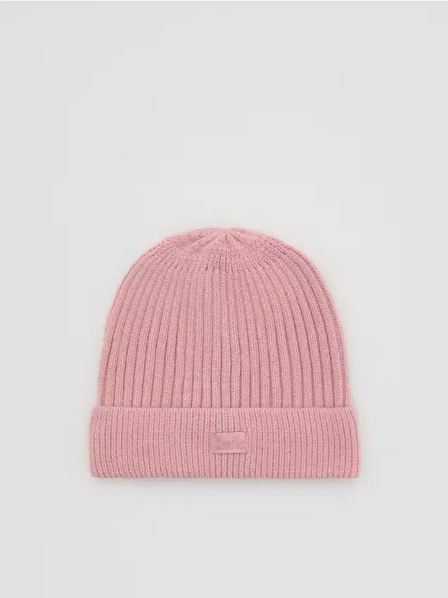 Berretto in maglia in misto viscosa - rosa cipria