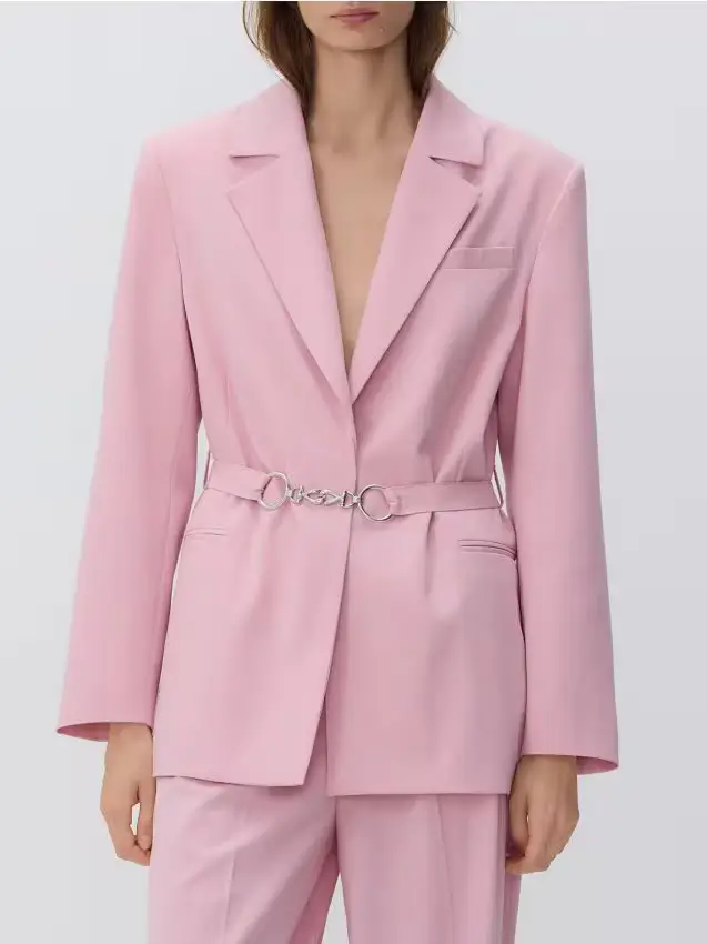 Blazer con cintura decorativa - rosa pastello