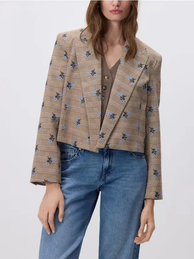 Blazer con motivo ricamato - multicolore