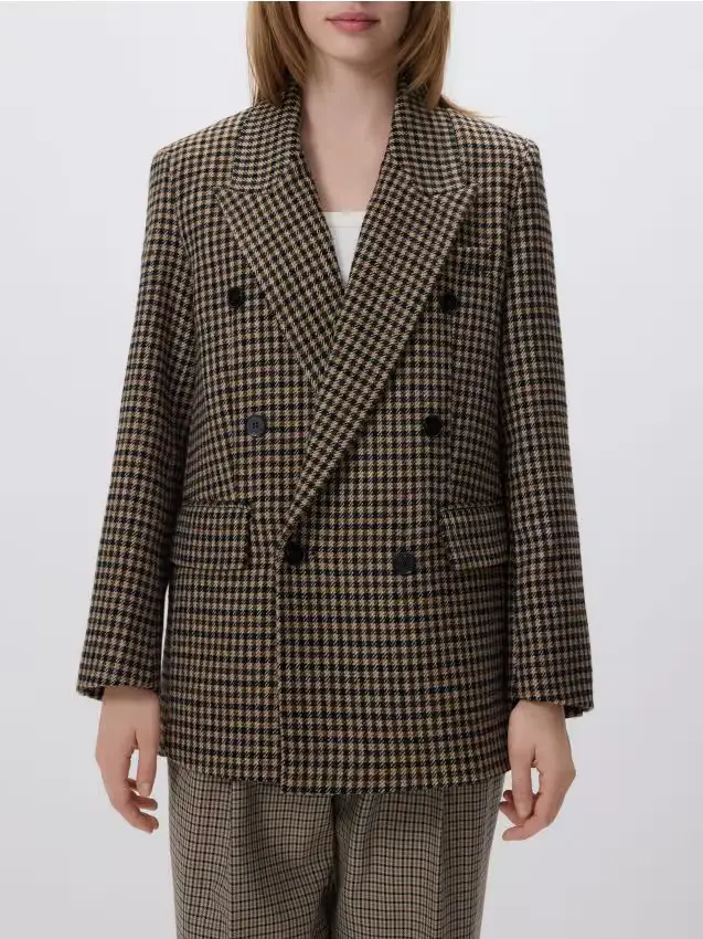 Blazer doppiopetto in misto lana - multicolore