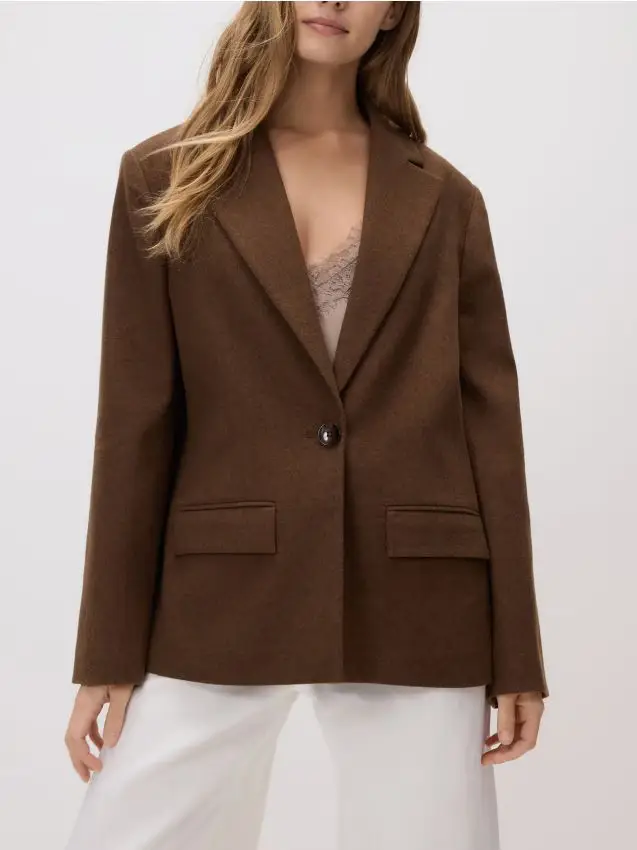 Blazer in misto lana - marrone dorato