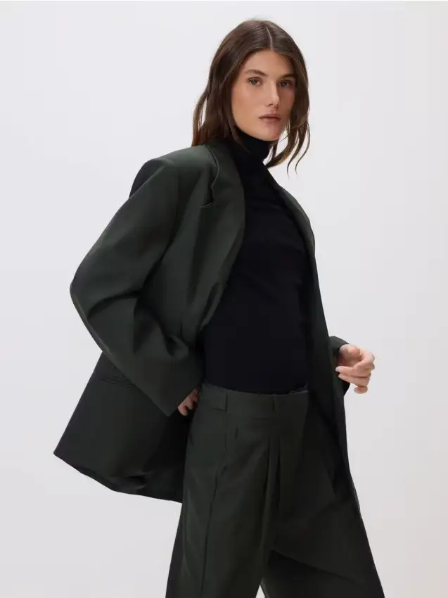 Blazer in misto lana - verde acciaio