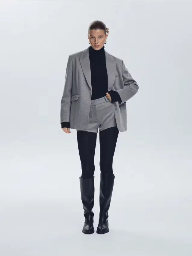 Blazer in misto viscosa - grigio chiaro