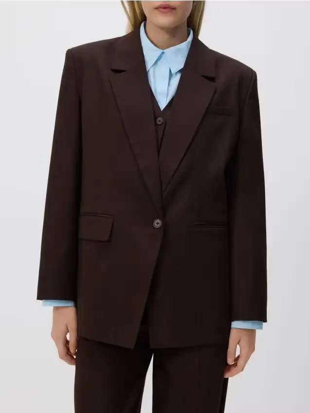 Blazer in misto viscosa - marrone scuro