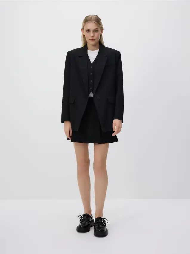 Blazer in misto viscosa - nero