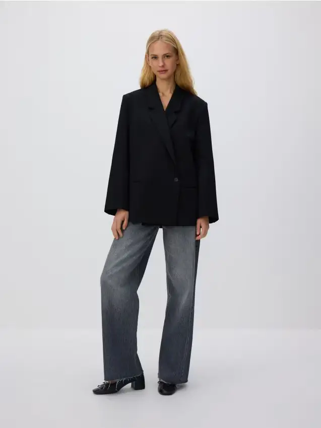 Blazer in misto viscosa - nero